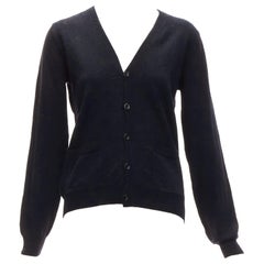 Used DRIES VAN NOTEN 100% merino wool black buttoned cardigan L