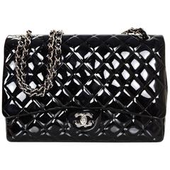 Chanel Black Patent Leather Single Flap Maxi Bag with SHW 10
