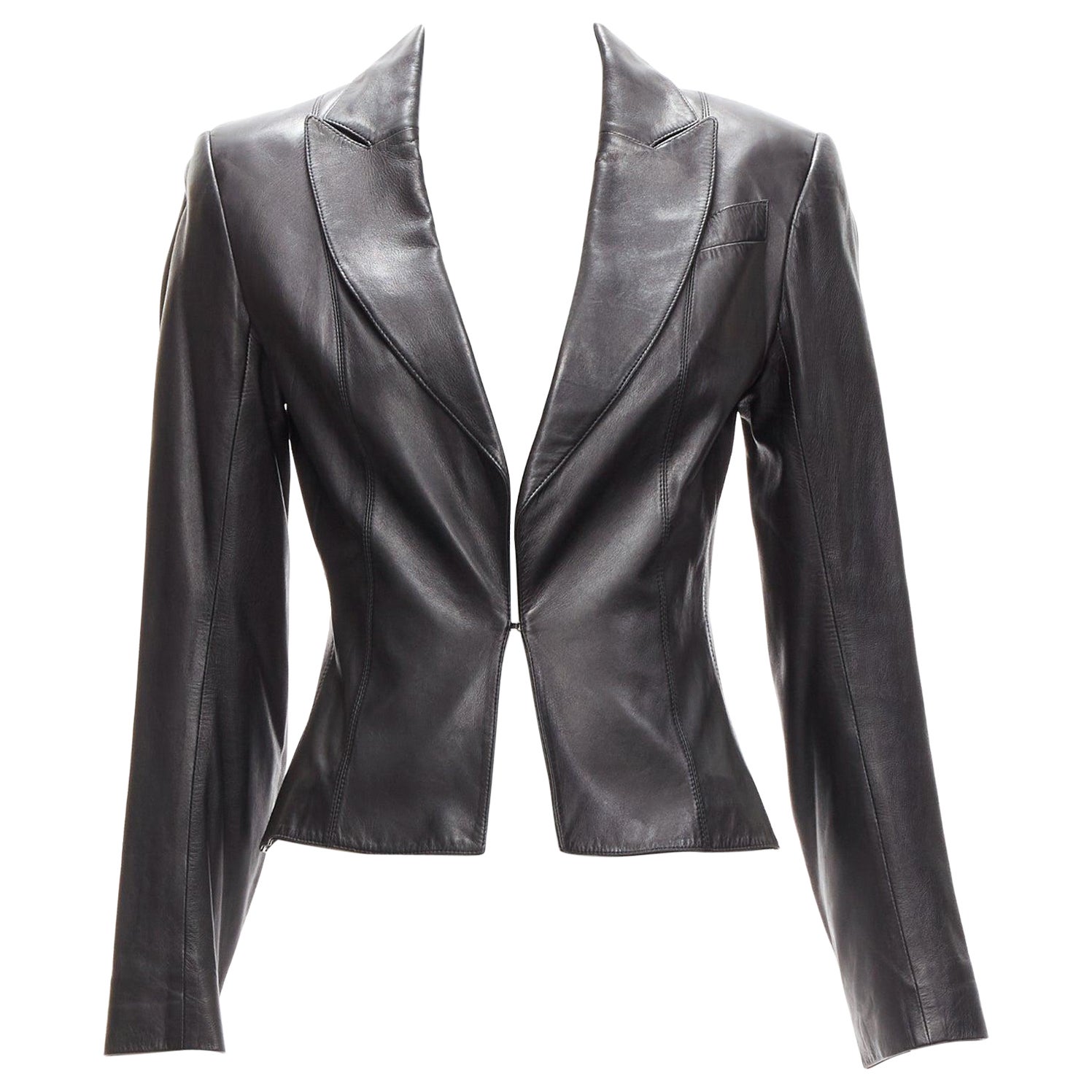 CHRISTIAN DIOR Galliano Vintage black lambskin leather blazer jacket FR40 L