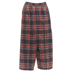 COMME DES GARCONS Tricot 2019 tartan print tromp loeil drop crotch wide pants S