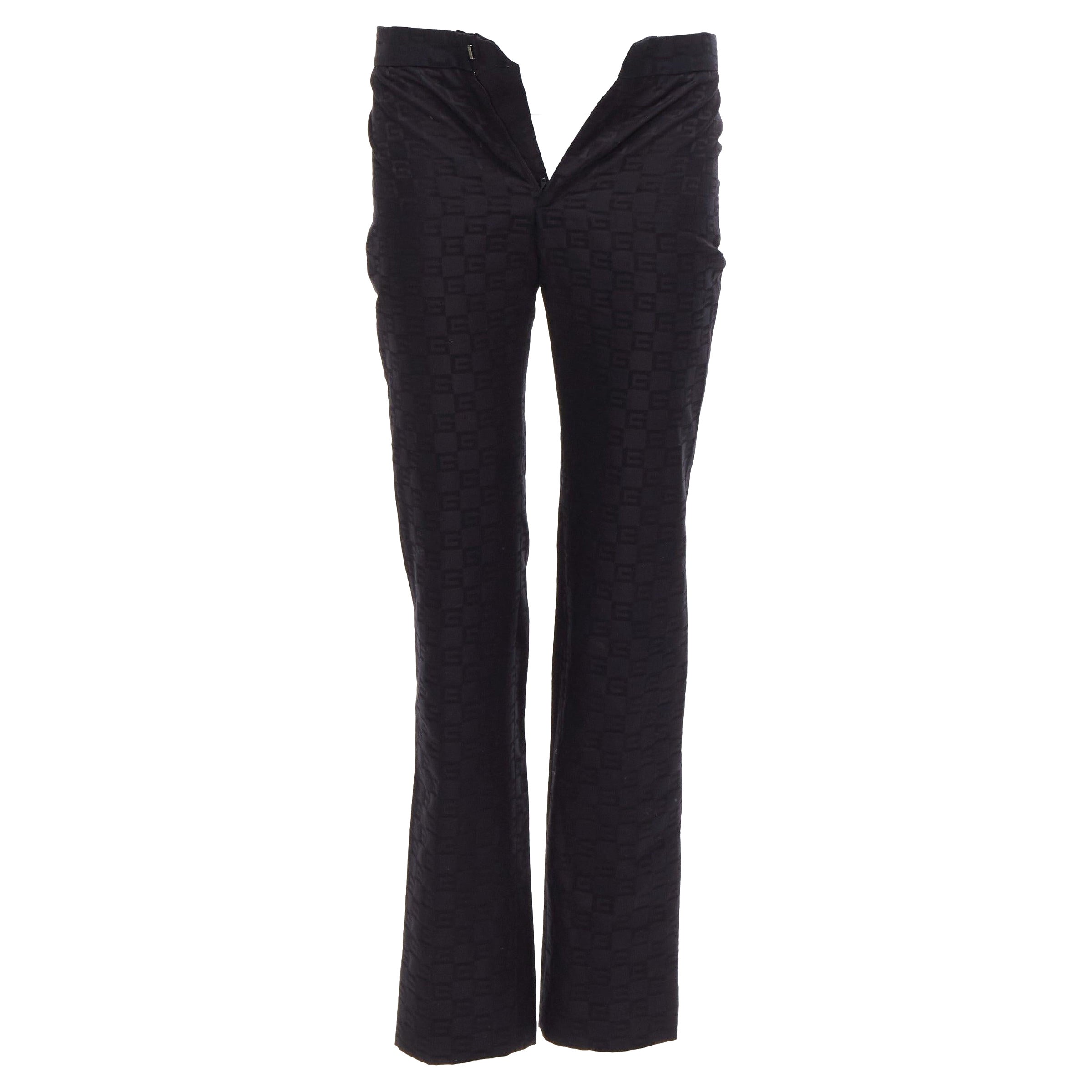 GUCCI Tom Ford Vintage GG monogram straight trousers pants IT38 XS For Sale