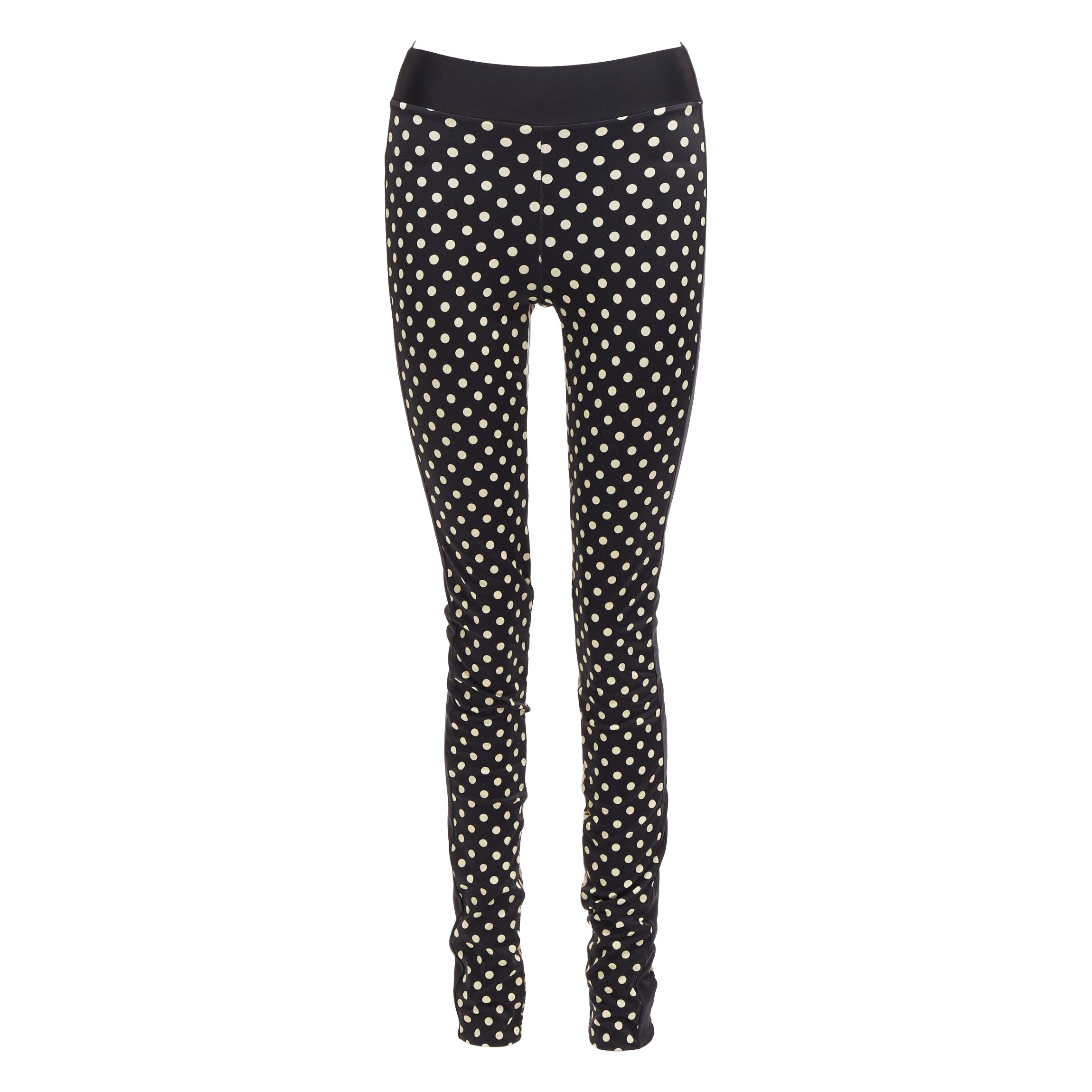 EMANUEL UNGARO black white polka dot brown leopard print patch legging pants S For Sale