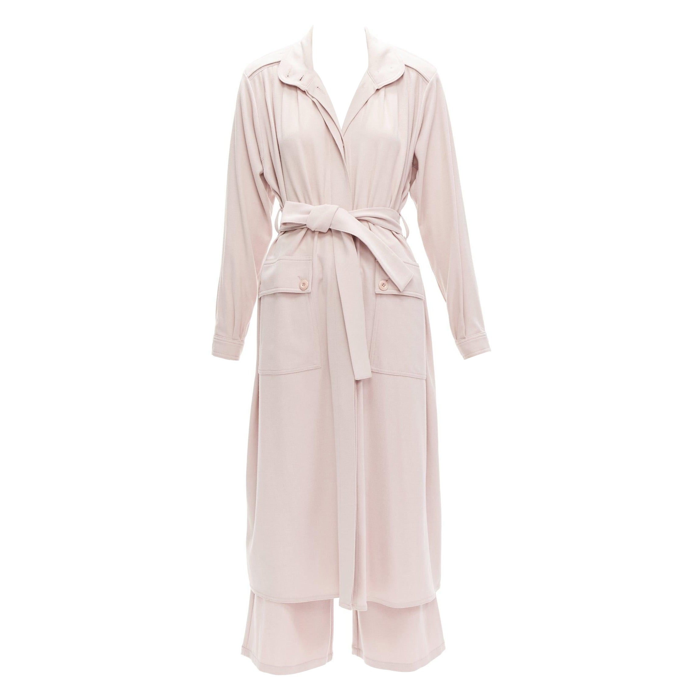 RODEBJER Odessa dusty pink belted long line robe jacket wide pants set XS