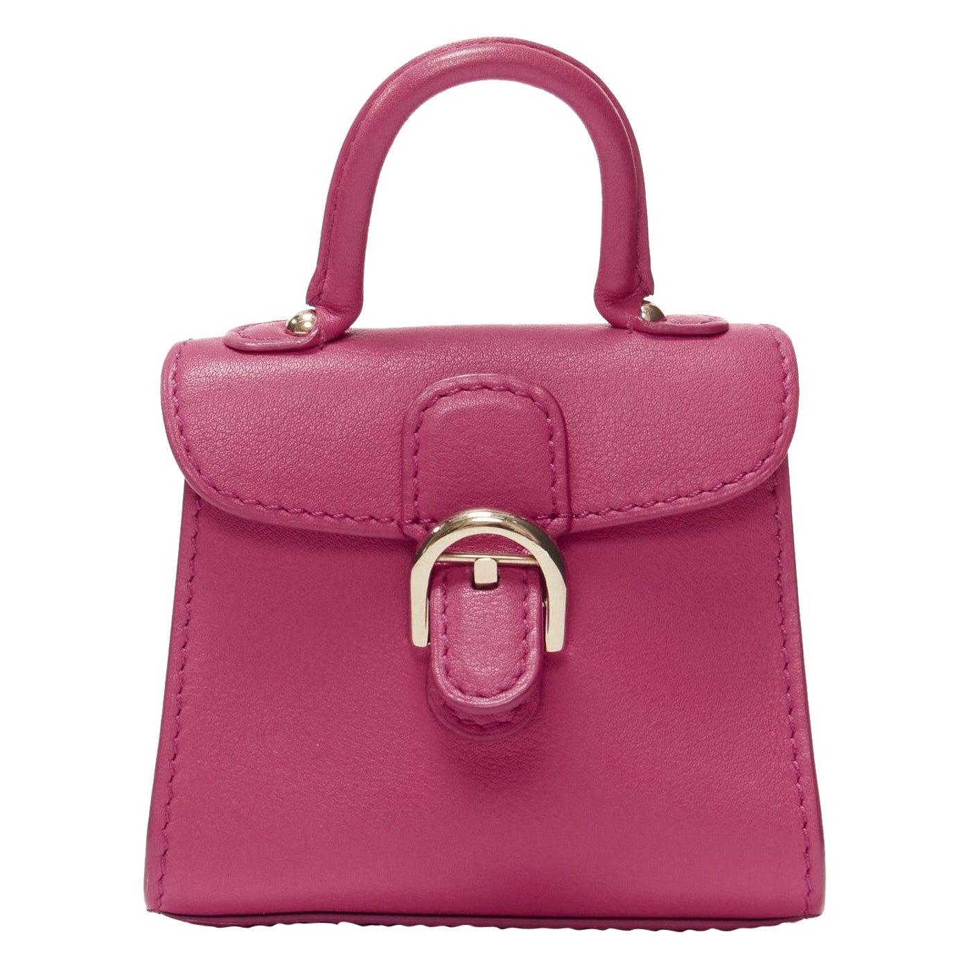 DELVAUX Mini Brilliant rose indien pink calfskin micro bag charm For Sale