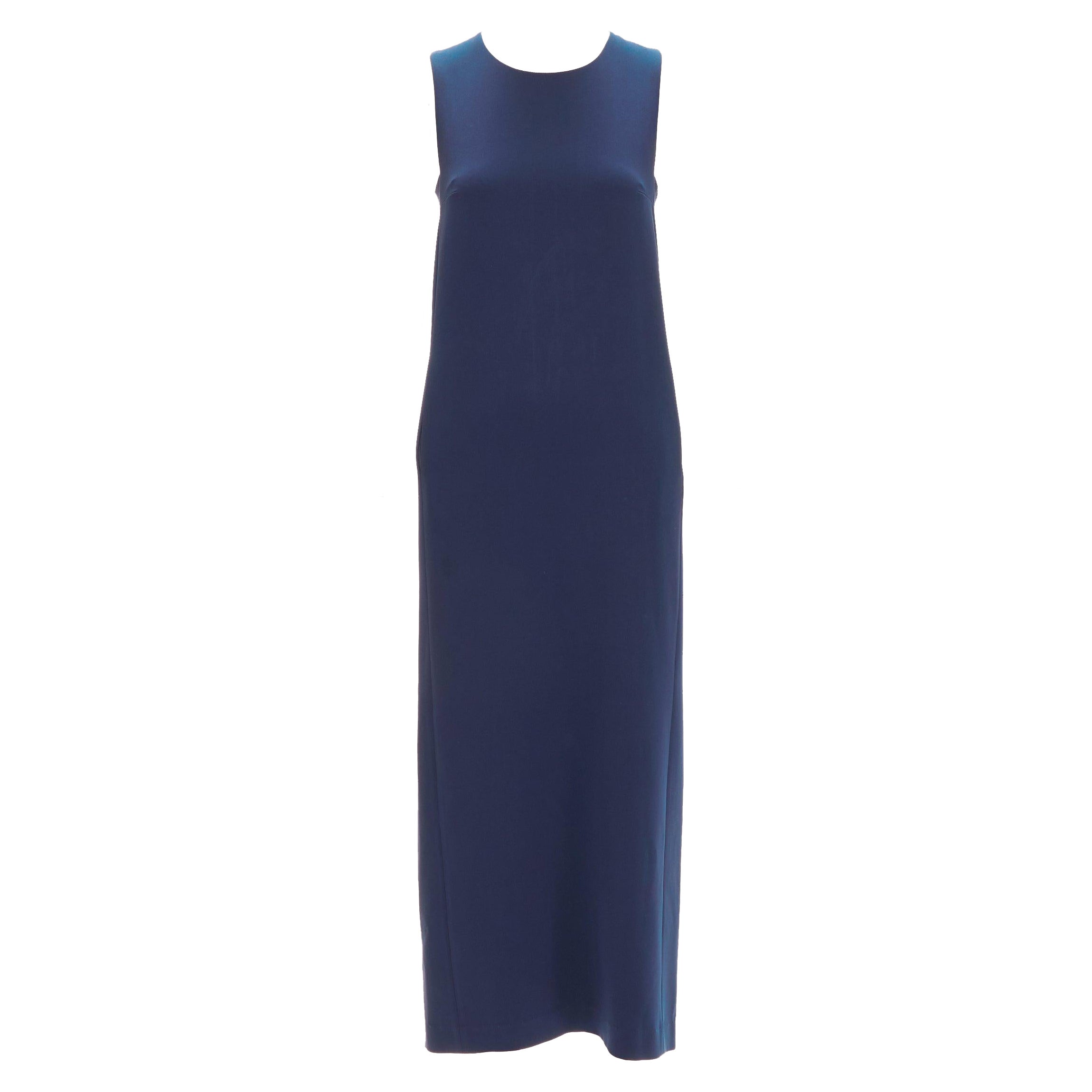 THEORY navy Minimal Classic Rundhals Midi Etuikleid US0 XS