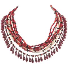 Wonderful poured glass and pearl necklace, Maison Gripoix, 1950s 9