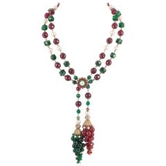 Exquisite Chanel handmade Moghul style necklace/sautoir by Maison Gripoix, 1930s