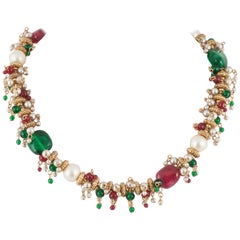 Vintage An exquisite handmade Moghul style necklace, Maison Gripoix for Chanel, 1960s.