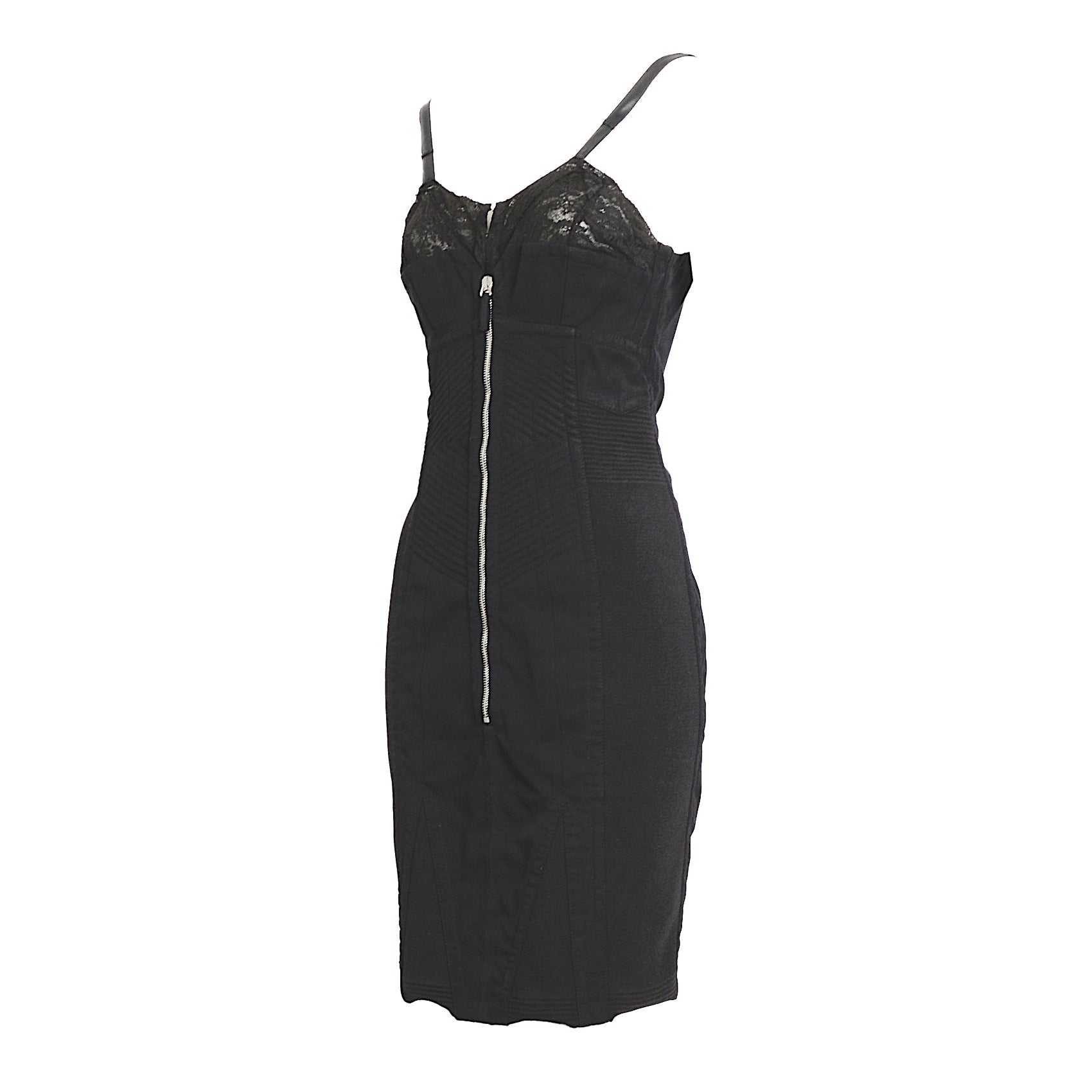 Jean Paul Gaultier 1990s vintage Important lingerie style corset bra black dress For Sale