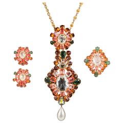 Beautiful French parure, with hand coloured stones, 1950s, att. C.Dior. 10