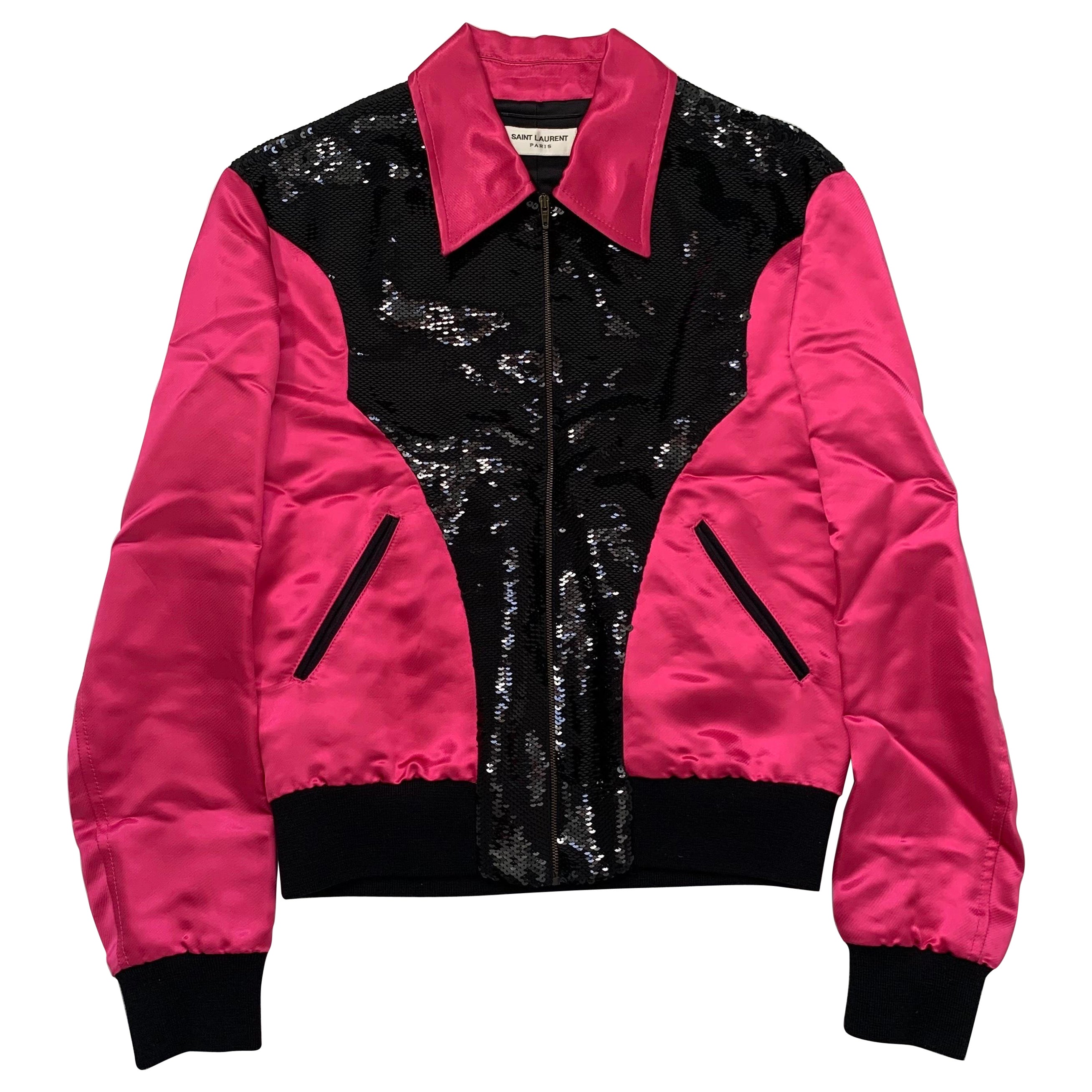 Saint Laurent Paris by Hedi Slimane FW2016 1/1 sample sequin jacket pink  For Sale