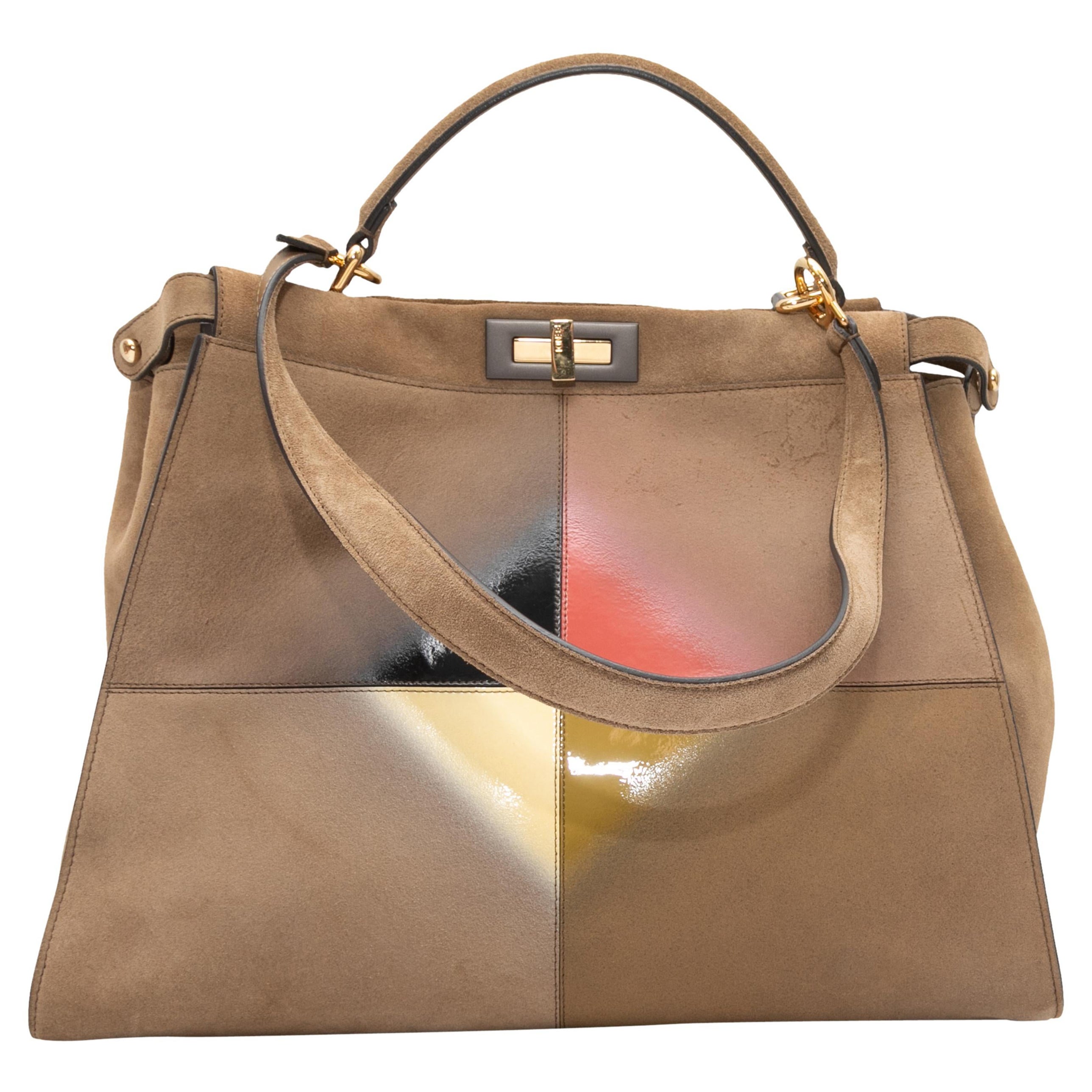 Tan & Multicolor Fendi Peekaboo Painted Handbag For Sale