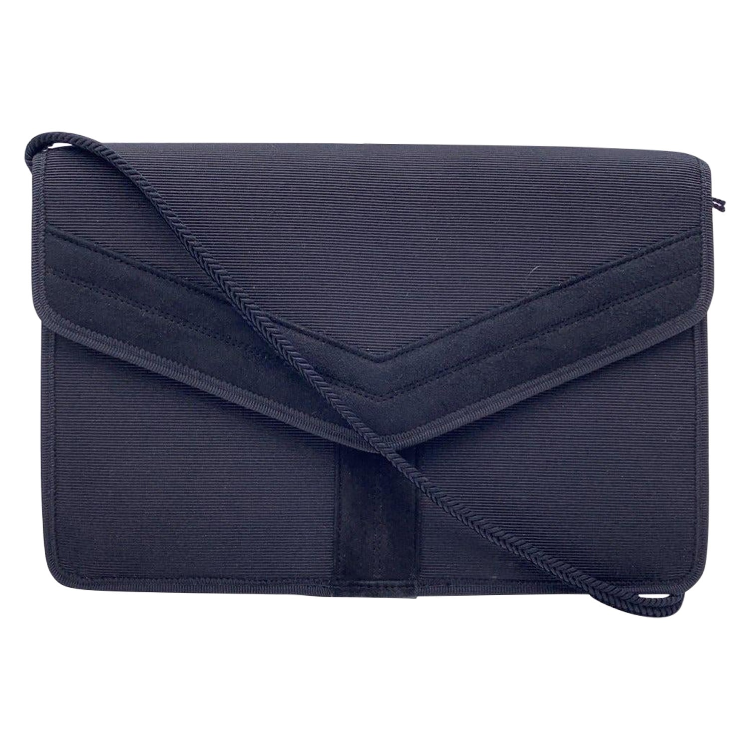 Yves Saint Laurent Vintage Black Canvas Y Evening Shoulder Bag For Sale