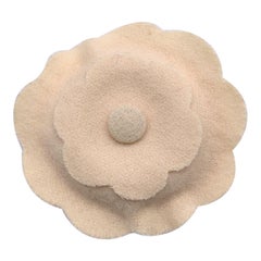 Chanel Vintage Beige Felt Flower Camelia Camellia Brooch Pin