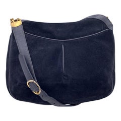 Gucci Vintage Blue Suede and Leather Shoulder Bag