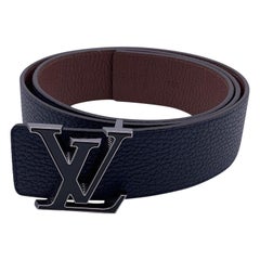 Louis Vuitton Reversible Blue Brown LV Tilt Buckle Belt Size 100/40