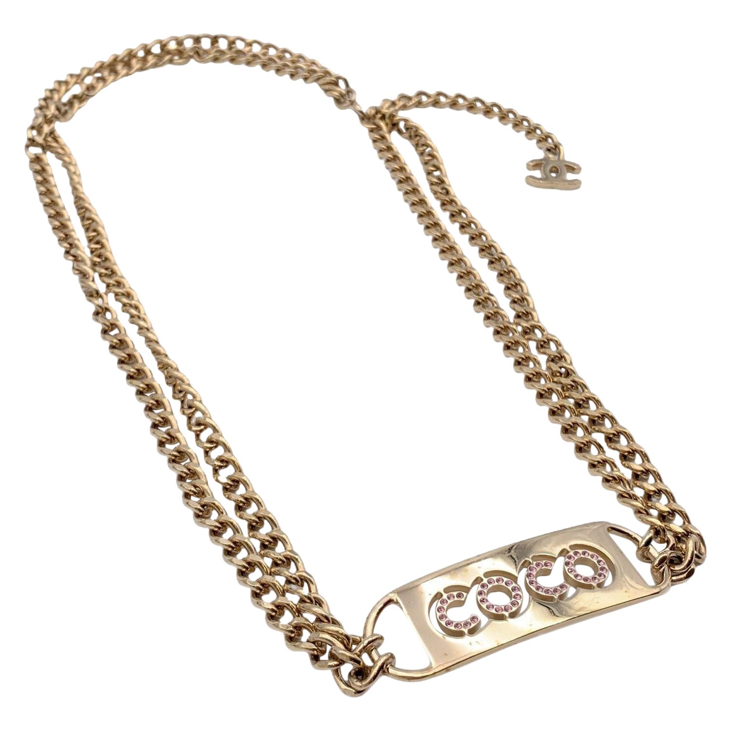 Chanel Vintage Gold Metal Chain Coco Crystals Belt or Necklace