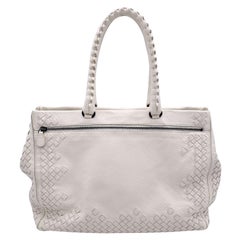 Bottega Veneta White Intrecciato Leather Woven Tote Bag