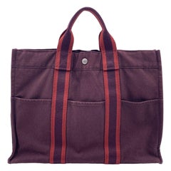 Hermes Paris Vintage Bourgogne et Rouge Fourre Tout MM Tote