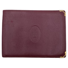 Cartier Vintage Burgundy Leather Bifold Wallet Card Holder