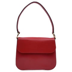 Christian Dior Vintage Red Leather Flap Box Shoulder Bag