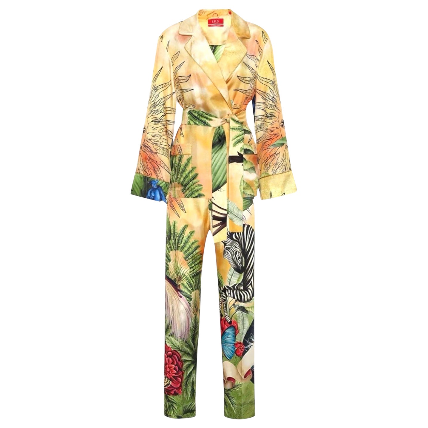 NEW F.R.S For Restless Sleepers FRS Jungle Animal Zebra Birds Pants Suit M For Sale