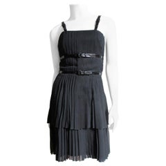 Karl Lagerfeld Silk Dress with Leather Straps