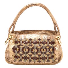 BOTTEGA VENETA Metallic Exotic Skin Embroidered Intrecciato Ring Bag 