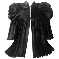 Vintage 1970s Zandra Rhodes Black Pleated Sculpted Jacket 