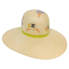 Rare Chanel Wide Brim Camellia Hat 10