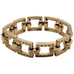 Christian Dior Vintage Gold Metal Square Links Bracelet