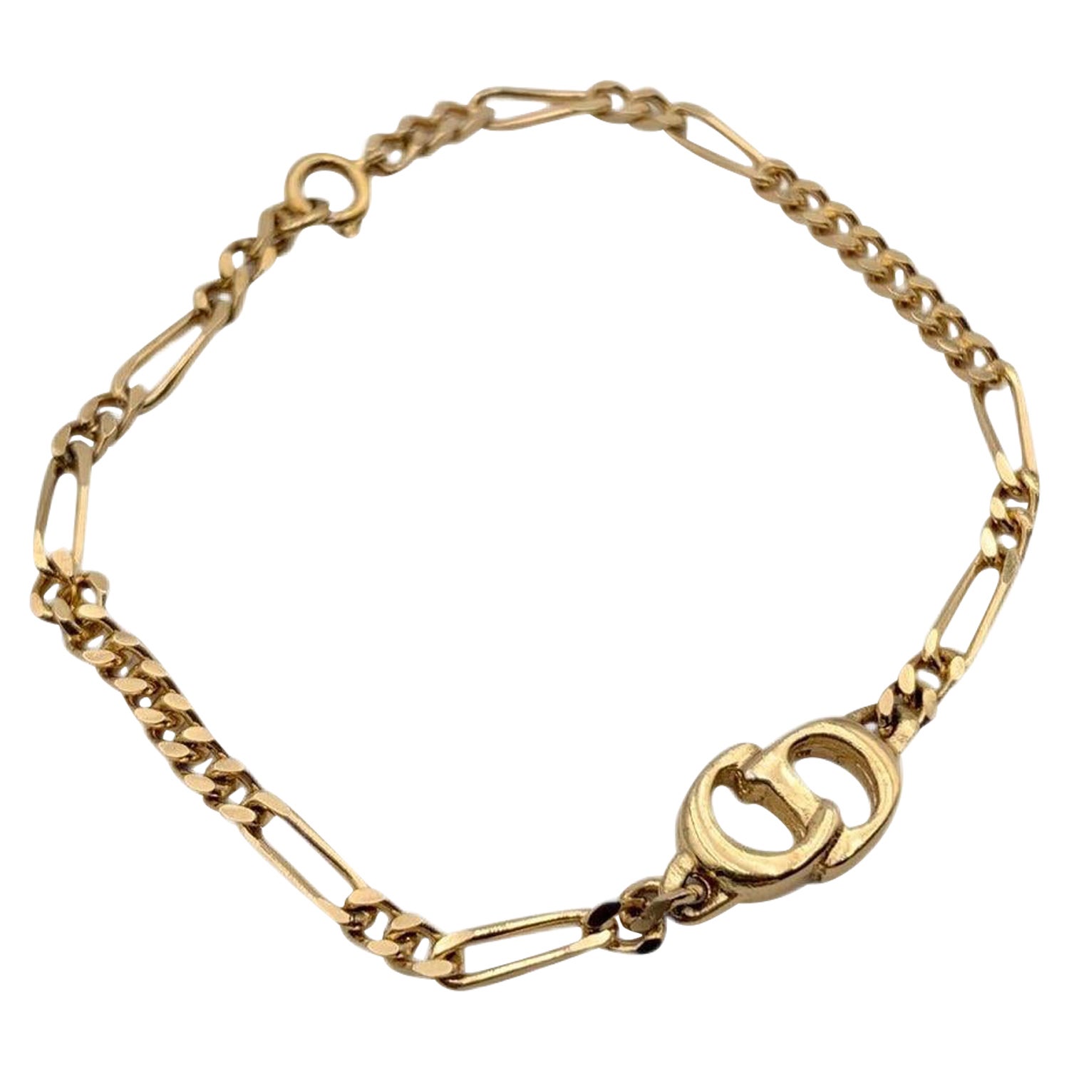 Christian Dior Vintage Gold CD Logo Chain Bracelet