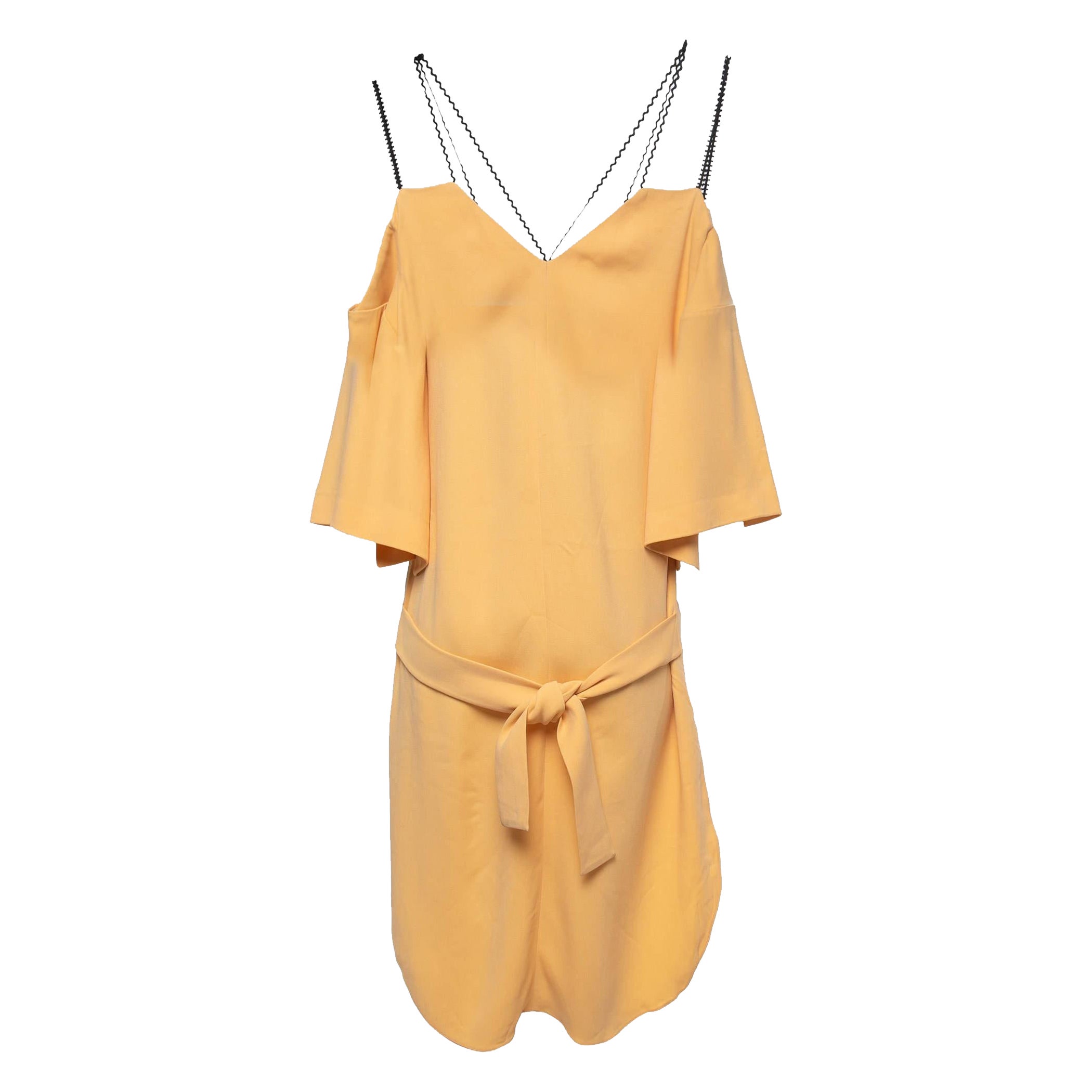 Roland Mouret - Robe de défilé ceinturée à épaules dénudées en crêpe jaune, taille M