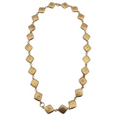 Chanel Vintage Gold Metal Quilted Collar Necklace
