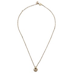 Retro Christian Dior Gold Metal Small CD Logo Pendant Chain Necklace