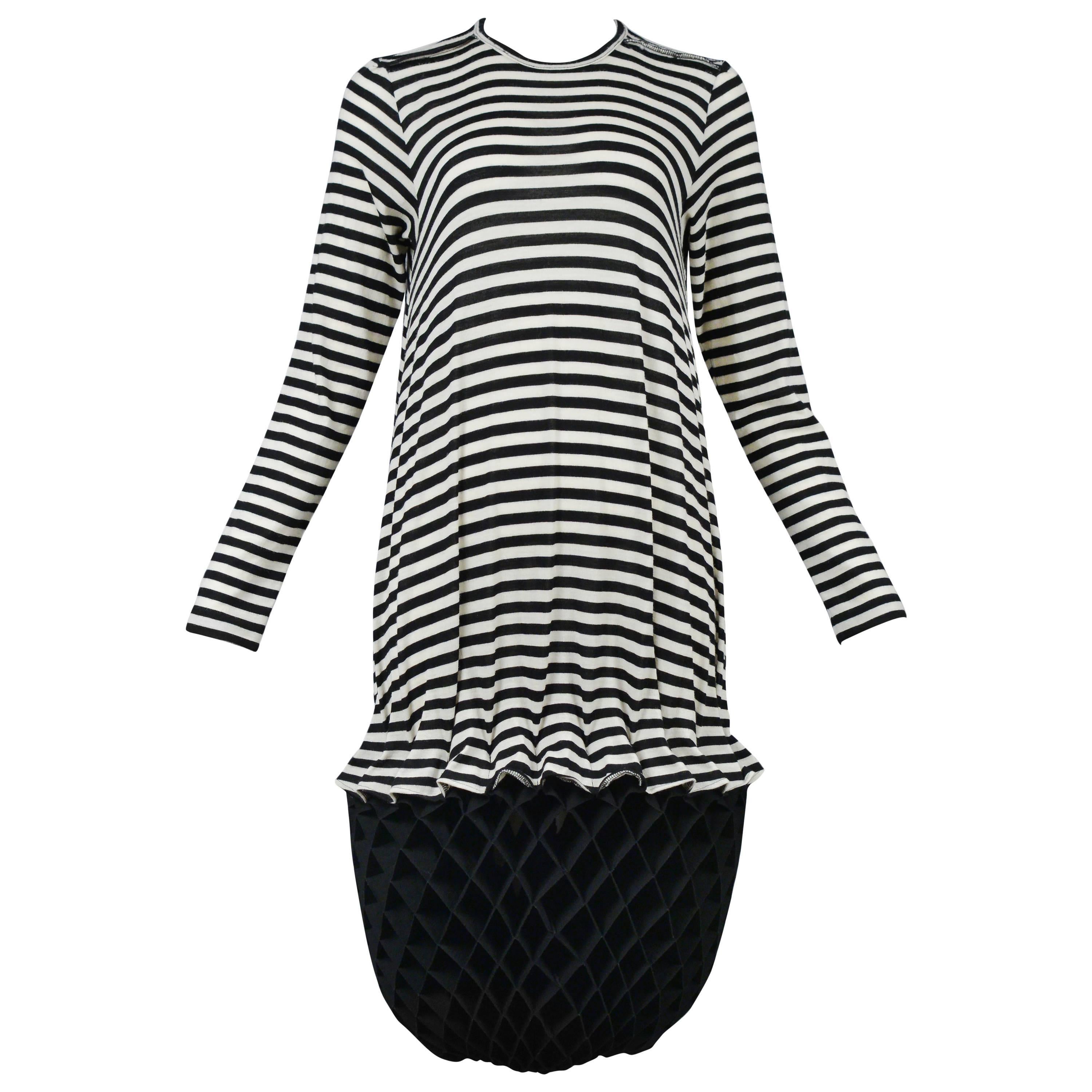 Junya Black & White Stripe Accordion Dress 2015 