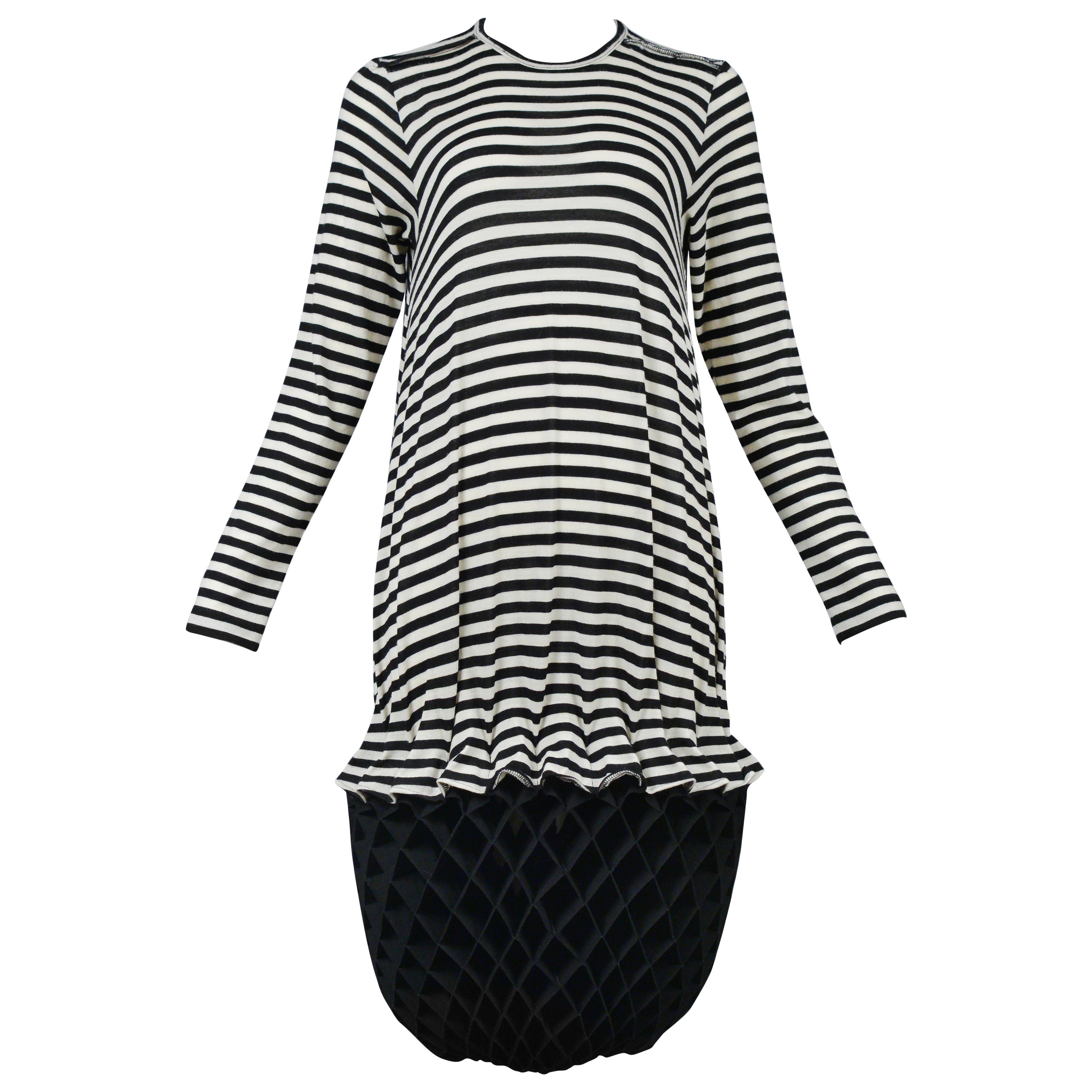 Junya Black and White Stripe Accordion Dress 2015 For Sale at 1stDibs