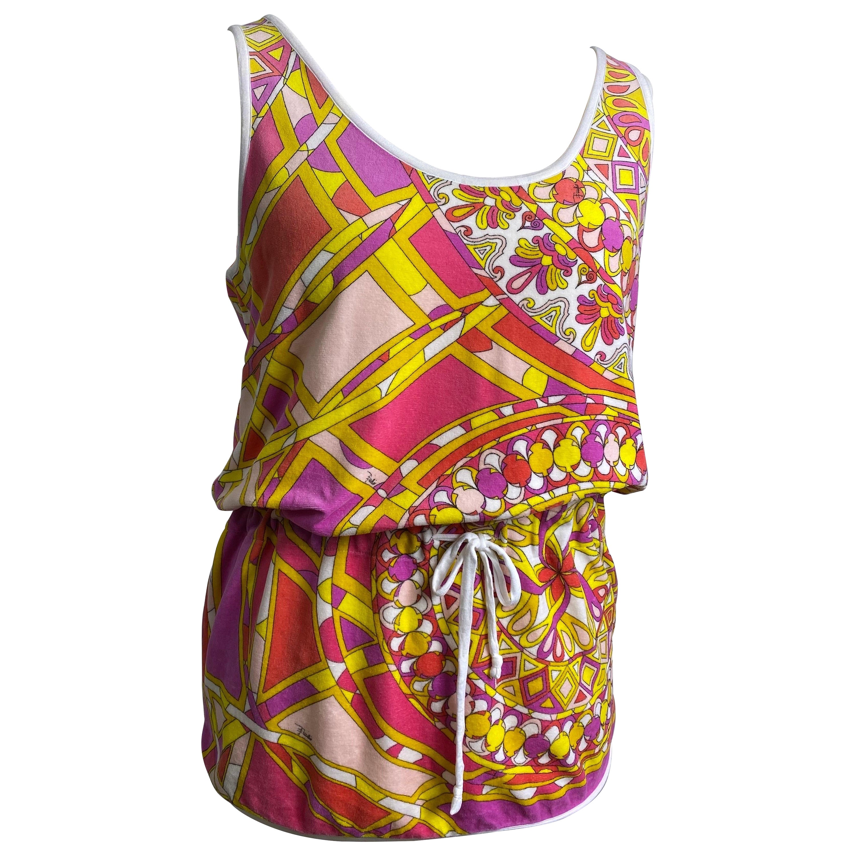 Emilio Pucci Vintage pink and yellow Pattern Casual Top For Sale