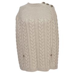 Louis Vuitton Wool Cape Cable Knit Poncho Mint Size M 5