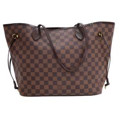 Louis Vuitton Neverfull MM Ebene Damier Canvas Shoulder Tote Bag