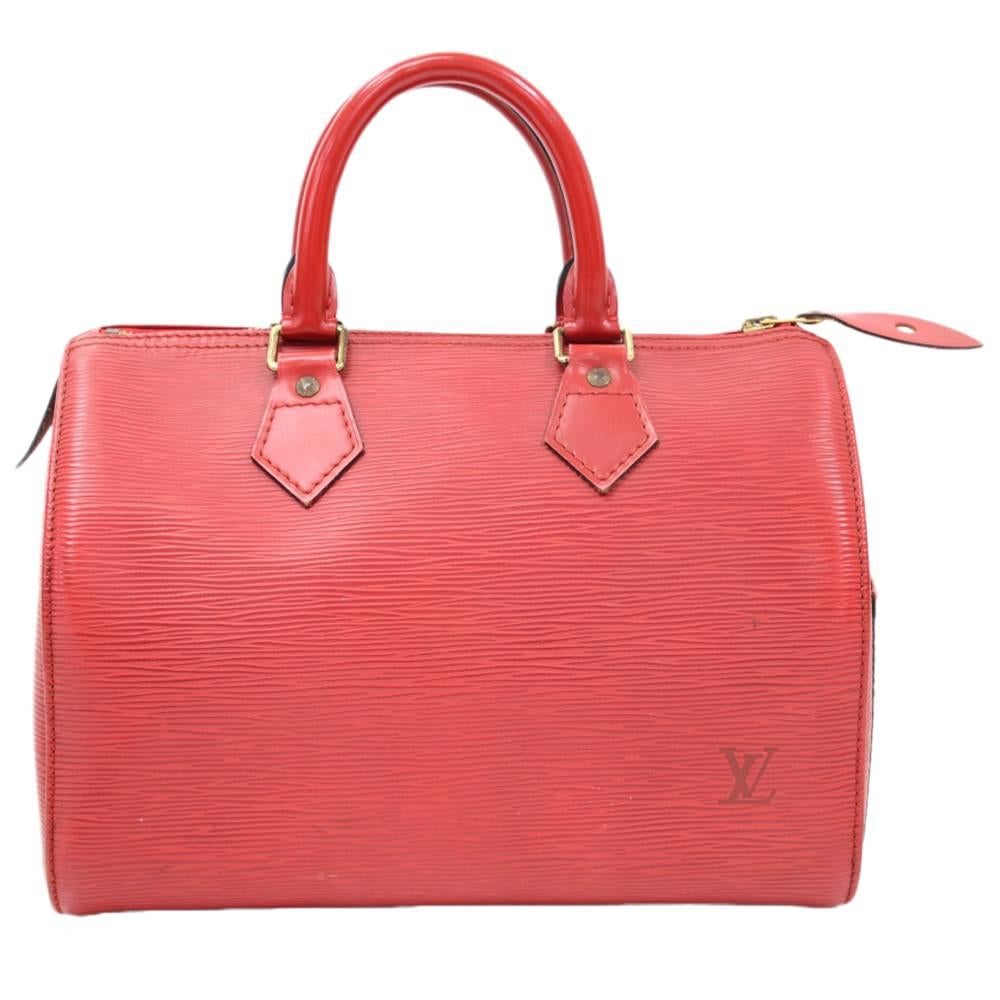 Louis Vuitton Speedy 25 Red Epi Leather City Hand Bag