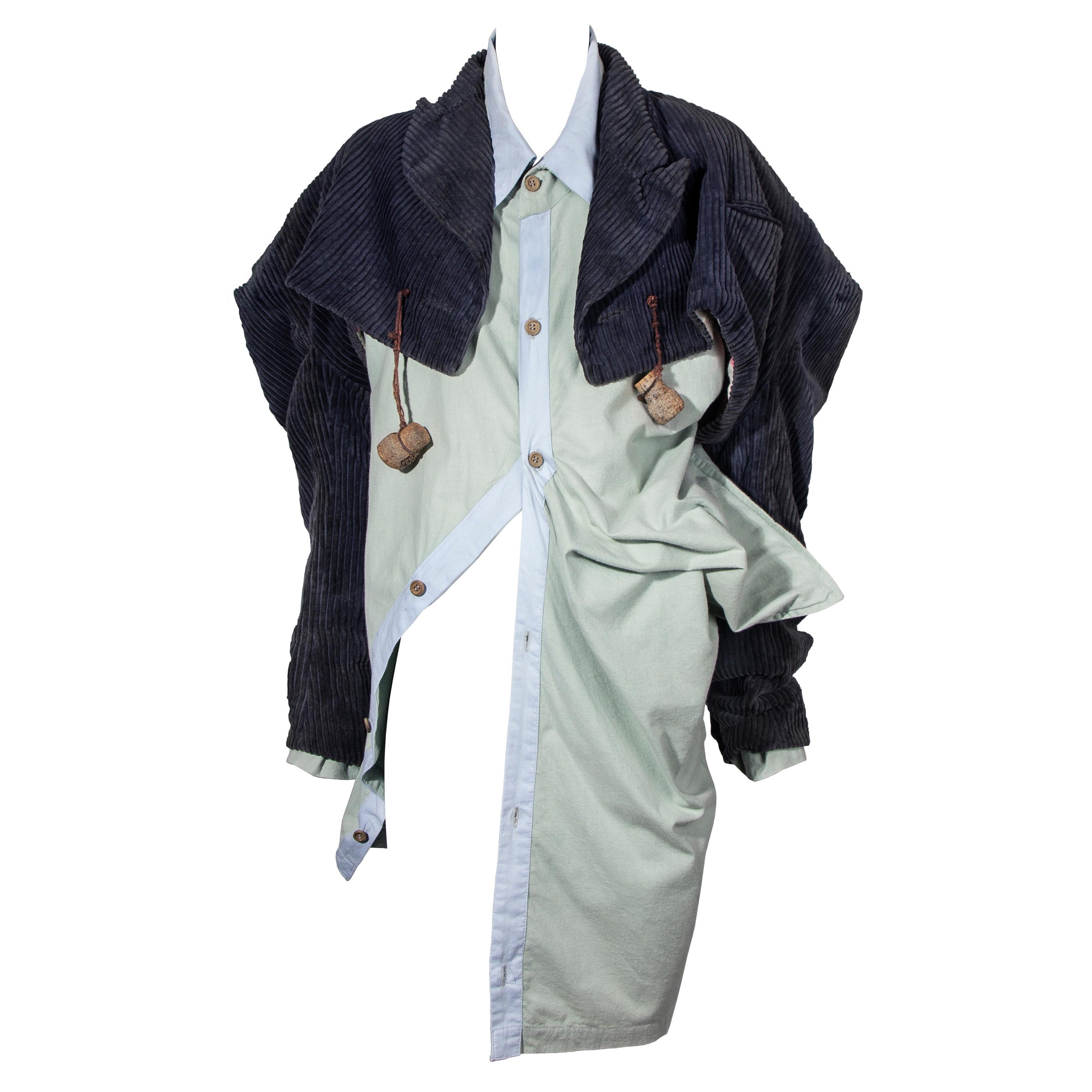 John Galliano 'The Ludic Games' spencer jacket & oversized shirt pair, fw 1985 For Sale