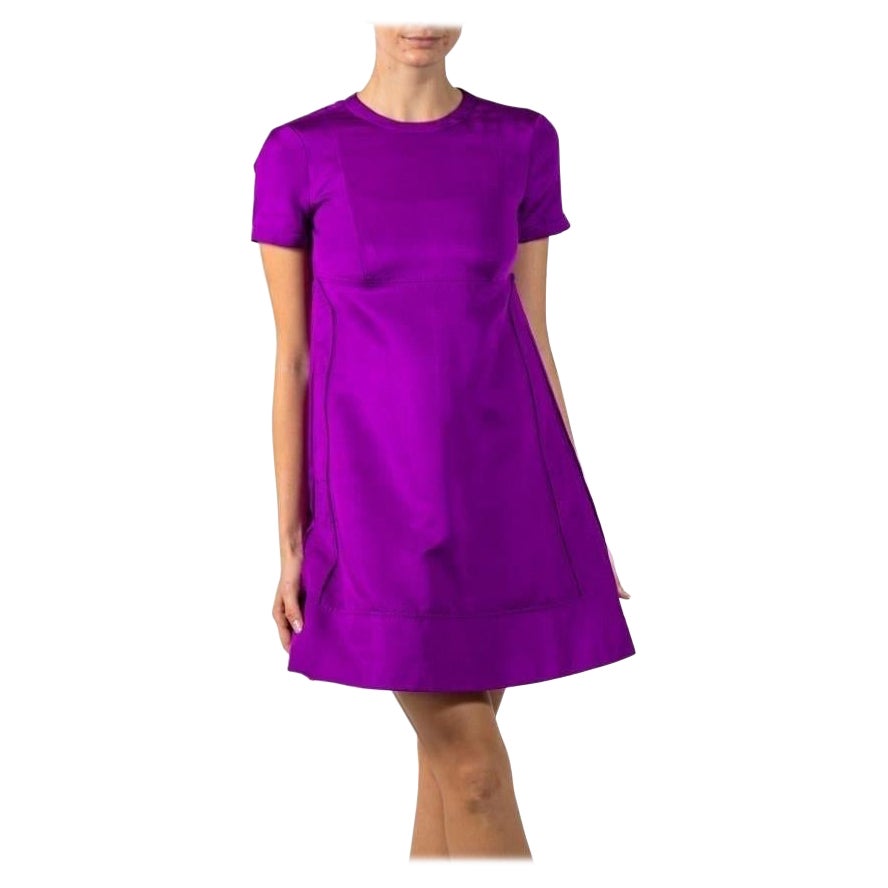 1990S GUCCI Purple Silk & Poly Dress For Sale