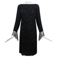 F/W 1999 Gianni Versace Black Velvet Geometric Beaded Mini Dress
