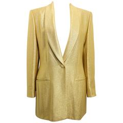 Escada Couture Gold Toned Metallic Shinny Shawl Blazer 3