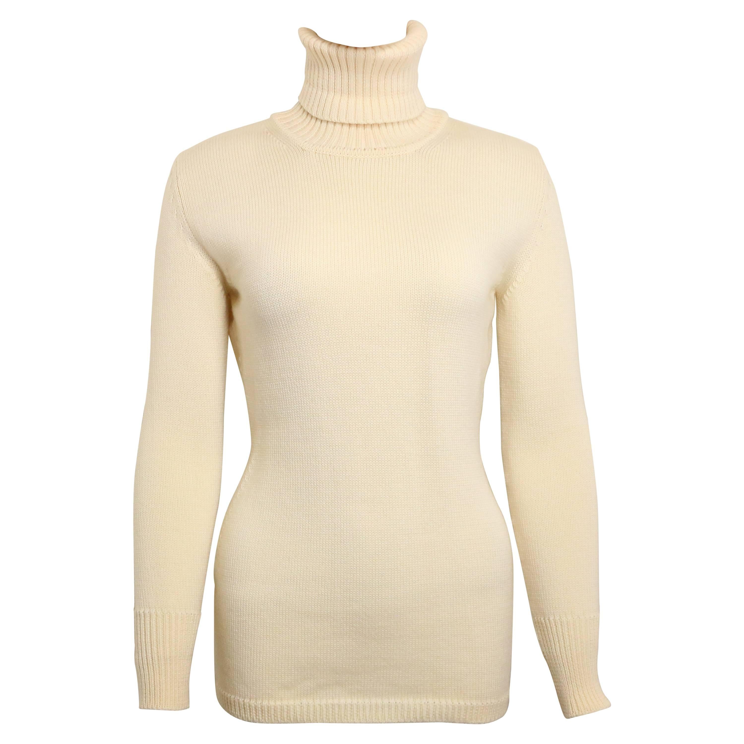 1996 Gucci by Tom Ford White Wool Turtleneck Top  For Sale