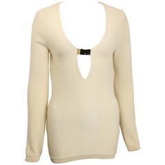Gucci by Tom Ford Iconic White Deep V-Neck Tunic 8