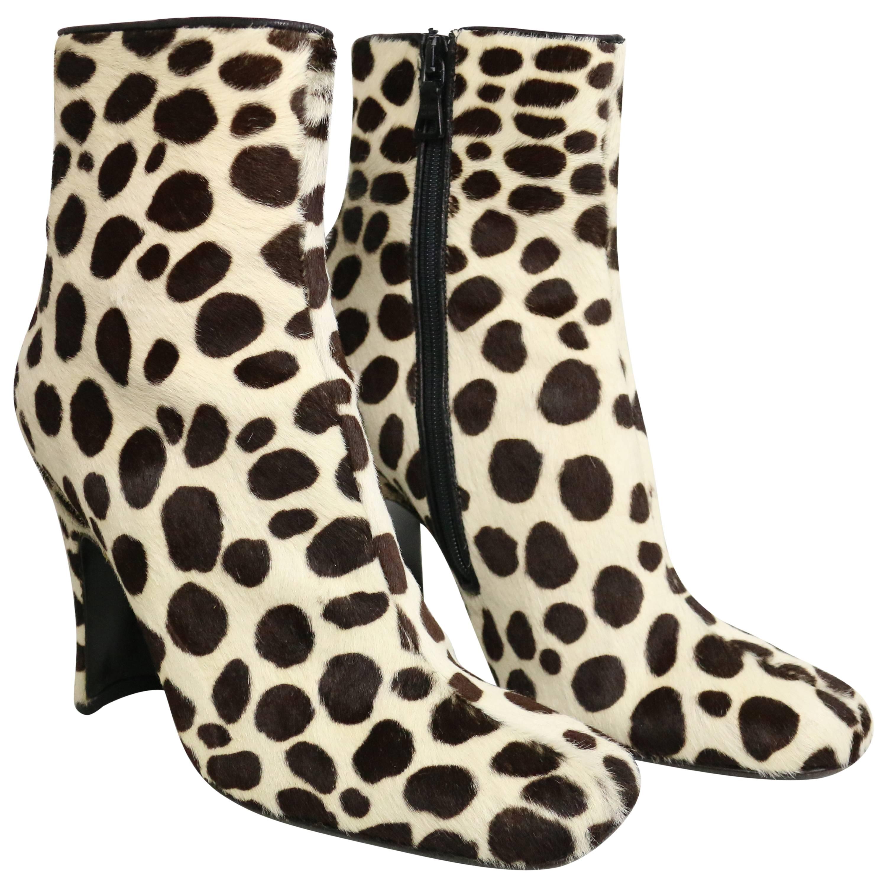 Prada Leopard Print Pony Hair Ankle Boots