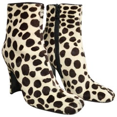 Retro Prada Leopard Print Pony Hair Ankle Boots