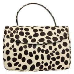 Prada Leopard Print Pony Hair Flap Handbag.  